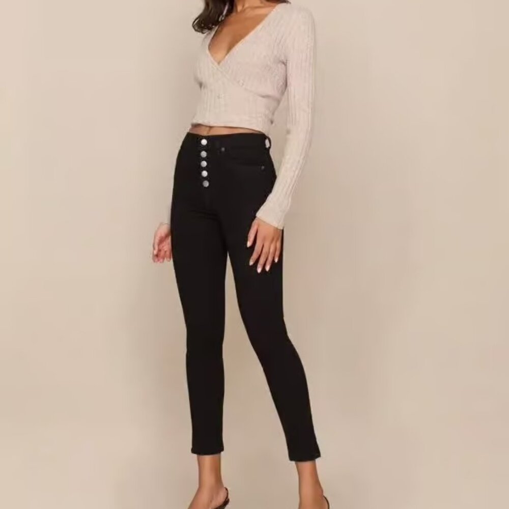 Reformation - High & Skinny Button jeans, black wash 28